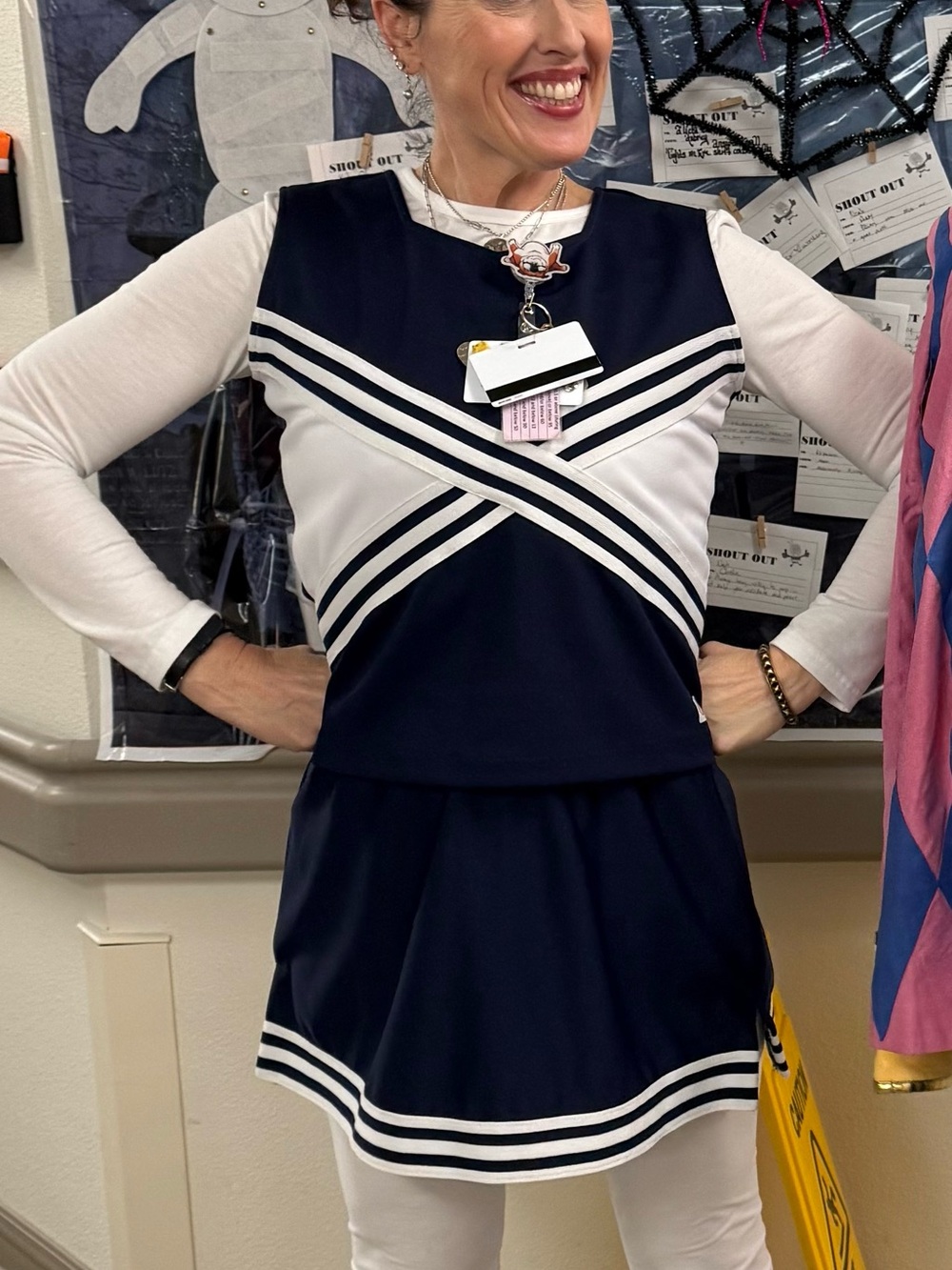 Navy and White Cheer-Inspired Women's Dress Costume. Size XL.